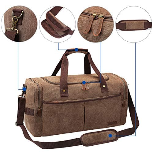 S-ZONE 65L Expandable Canvas Duffle Bag Travel Overnight Holdall Weekend Bag with Shoes Compartment Large Carry On Bag Tote Gym Bag for Men Women — view 5