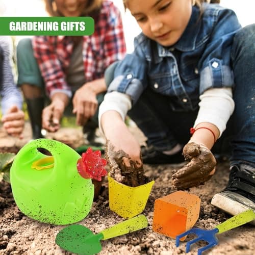 The Magic Toy Shop Kids Garden Tools Set – Complete Outdoor Play Kit with Watering Can, Shovel, Rake, Apron & Gloves – Ideal Gardening Toys for Toddlers & Forest School Equipment — view 6