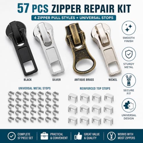 Luxiremi 57 Pcs Zip Repair Kit, Zip Replacement Pulls — view 4