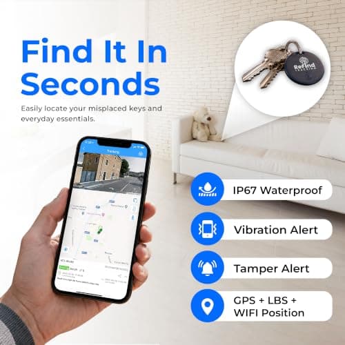 ReFind R2 Smart Tracker for Android and iPhone. Mini GPS Tag Bluetooth 5.0 Key Finder. Samsung AirTag Alternative for Keys, Pets, Wallets and Luggage (Navy Blue) — view 5