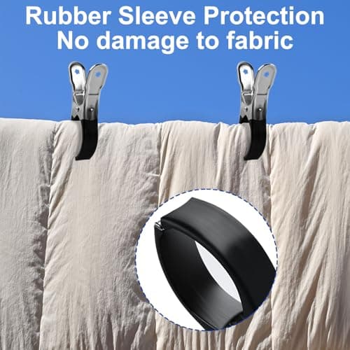 KEYBOO Large Beach Towel Clips for Sun Loungers, 6 Pcs Stainless Steel Sunbed Towel Pegs Beach Towel Clips, Pegs for Washing Line Laundry Pegs for Beach Chairs Pool Chairs Heavy Clothing — view 4