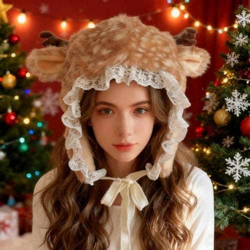 Plush Hat Antler Print Costume Accessory — view 3