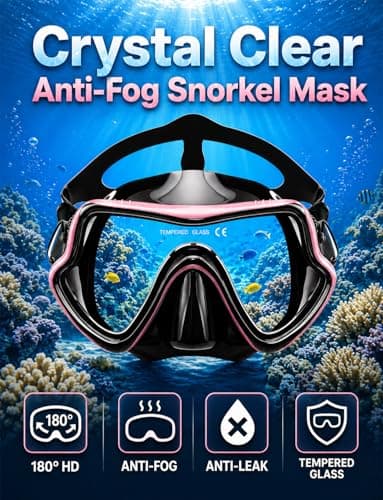 Vogista Dry Top Snorkel Set Adult, Anti-Fog & Anti-Leak Snorkeling Gears for Holiday, Diving Goggles Scuba Mask Adult for Snorkeling, Swimming, Travel - 2 Pack — view 2
