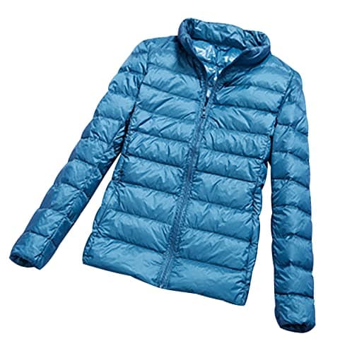 Ladies Puffer Jacket Lightweight Packable Down Jacket Women Puffer Coats for Women Puffa Jackets Oversized Puffer Jackets Womens Compressible Down Feather Coat Parka Quilted Padded Jackets Blue L