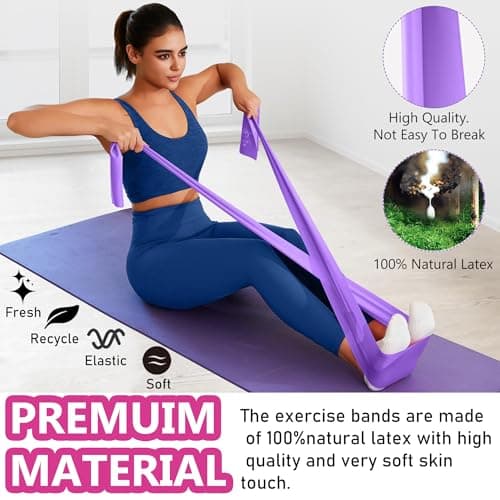 Resistance Band Set, Exercise Bands with 3 Different Resistance Levels, Long Resistance Bands Set For Women/Men, Ideal for Strength Training, Yoga, Gym, Pilates (1.8m*15cm) — view 3