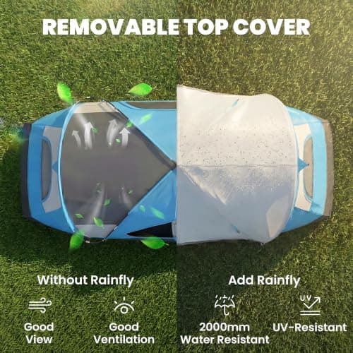 Outsunny 6 Man Camping Tent 2 Bedroom Tunnel Tent Waterproof, Sky Blue — view 3
