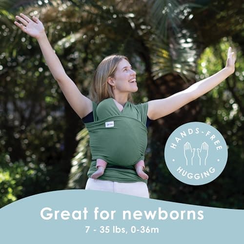 Sleepy Wrap Baby Carrier 3-16 kg, Stretchy Wrap Infant Sling, Sage Green — view 3
