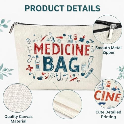 Personalised Medicine Bag,Portable Travel Storage Bag with Zipper,Small Makeup Bag Organizer for Women,Storage Case for Medicines,Travel Accessories for Medications, Pi/lls, First Ai/d & Cosm/etics — view 2