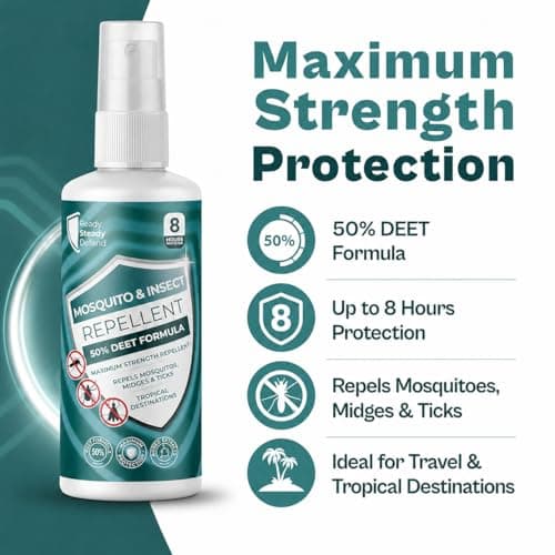 50% DEET Insect Repellent Spray - Maximum Strength, 8-Hour Protection, Repels Mosquitoes, Midges, Ticks, Ideal for Tropical Destinations, with Added Phrethrins — view 2