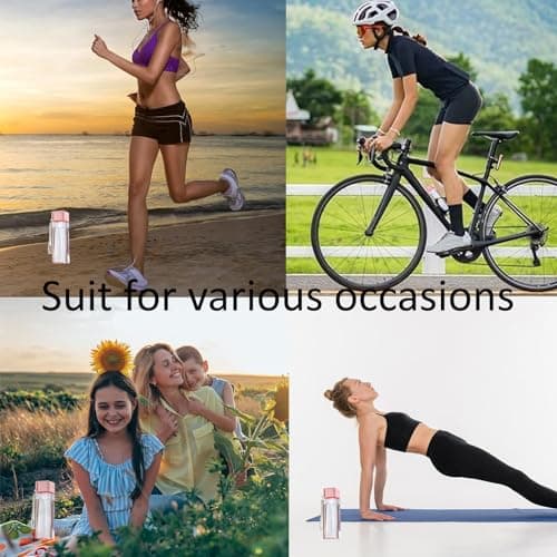 ANMEISH Sports Water Bottle 500ml, Pink Plastic Portable Square Water Bottle with Lid, Leak-Proof Reusable Drink Bottle for Sports,Hiking,Gym,Fitness,Outdoor,Cycling,Men & Women — view 6
