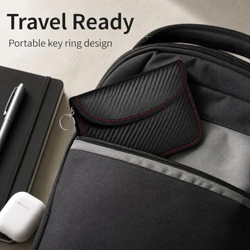 QIHAWN Signal Blocker Pouch 6.9", Carbon Fiber RFID Shield for Phones Keys — view 6