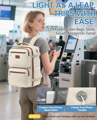 LYNXCHER Ryanair Cabin Bags 40x30x20 Underseat 24L Laptop Carry On Backpack for Travel Work Fits easyJet Eurowings Wizz Air(Light Khaki, XM) — view 6