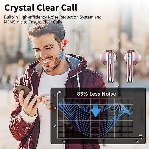 Drsaec Wireless Earbuds, 2026 Wireless Headphones with 4 ENC Mic Rose Gold — view 4