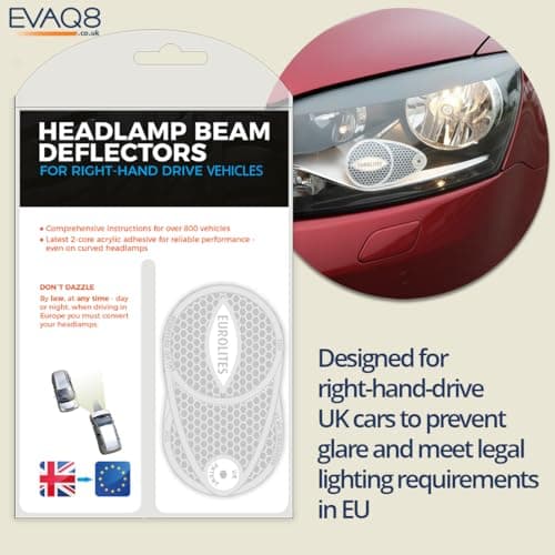EVAQ8 Europe Travel Driving Kit 2026 Includes the Four Core Items UK Cars Must Carry When Travelling to France, Italy, Germany, Spain: UK Sticker, Warning Triangle, Vests, Headlamp Beam Converters — view 5
