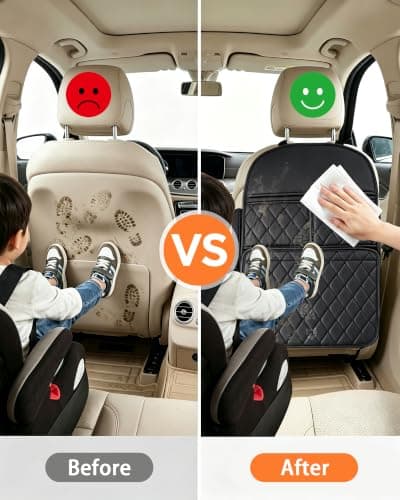 Leather Car Seat Organiser 2 Pack,Premium Back Seat Protector & Storage Net — view 2