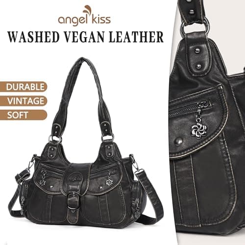 Angel Kiss Hobo Bags for Women Vegan Leather Shoulder Purses and Handbags Ladies Roomy Tote Bags Purse with Crossbody Strap, Bronze, 13.7" L * 8.6" H * 5.1" W — view 4
