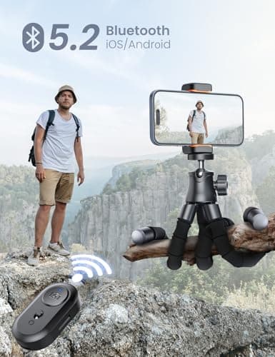 Pnitri Tabletop Tripod for Travel, Flexible Phone Stand for Video Recording — view 3