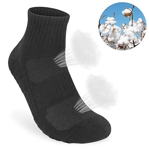 ouhos 3 Pairs Womens Trainer Ankle Running Socks, Ladies Cushioned Anti Blister Sports Socks, Cotton Walking Gym Work Socks, Size 4-7 — view 3