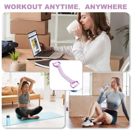 Figure 8 Resistance Bands with Handles, 6-Tube 90lbs Durable Back Stretcher Strap for Women Arm Back Shoulder, Adjustable Non-slip Elastic Rope Stretch Band for Yoga, Fitness, Chest Training — view 3