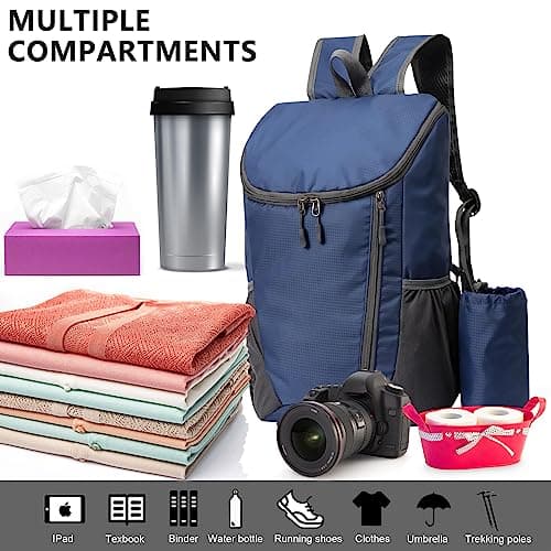 Yoolly Lightweight Foldable Backpack, Small Hiking Rucksack, Waterproof Packable Backpack for Men Women Kids, Durable Rucksack for Outdoor Sport Travelling Hiking Camping Biking Walking (Dark Blue) — view 6