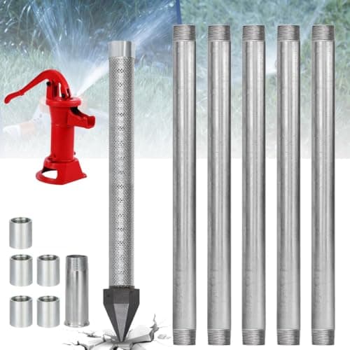 Water Well Point Kit, 1-1/4 Inch Stainless Steel Mesh Screen, Heavy Duty Galvanized Pipe, Shallow Well Kit for Emergency Water Supply with Pump