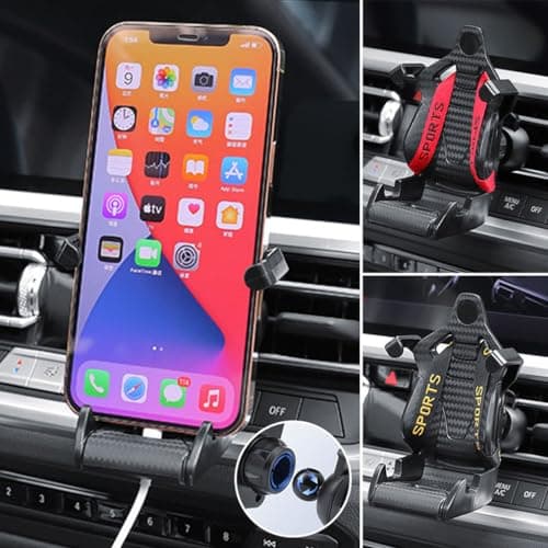 LUCKKY Racing Seat With Safety Belt, Car Phone Holder, 2024 New Air Vent Mount, 360° Rotation Universal Cradle for Cars (Red) — view 3