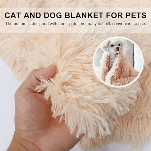 OUNONA Warm Cat PET Sleep Mat Plush Long Plush Khaki — view 4