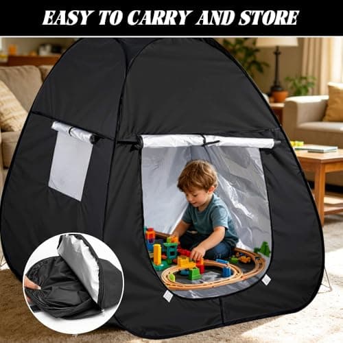 KQWVZ Sensory Tent, Pop Up Tent for Autism Kids, 84x84x96 cm Calm Corner For Children To Play And Relax Anxiety Relief with Travel Bag, Blackout Tents for Helps With Autism,SPD, Improve Focus — view 5