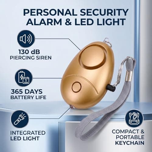 Tosuny Personal Security Alarm 130dB Emergency Self Defense (Gold) — view 2