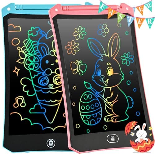 [2 Pack] RaceGT 8.5 Inch LCD Writing Tablet for Kids, Colorful Screen Drawing Pad and Doodle Board, Holiday Travel Essentials Toys Birthday Easter Gift for 3 4 5 6 7 8 Year Old Boys Girls(Pink & Blue)