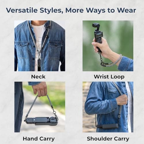 muuee Crossbody Neck Strap for DJI Osmo Pocket 3, 2 in 1 DJI Lanyard Adjustable Crossbody and Wrist Strap, Fit for Insta360 X5/X4, GoPro Hero, Selfie Stick and Camera Acessories — view 3