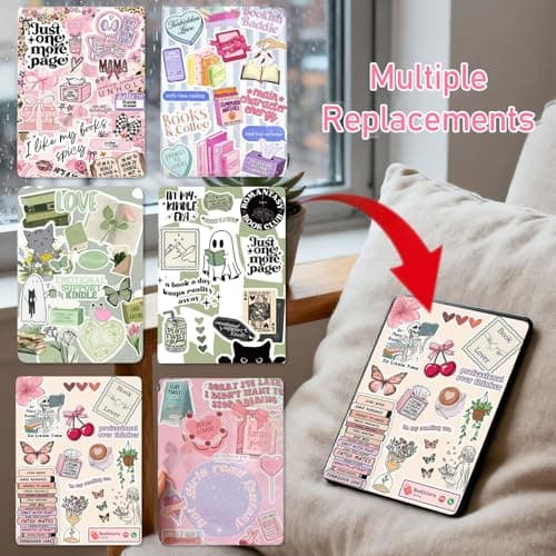 HTTDSLF Set of Decorative Accessories for Kindle Paperwhite 11th/12th Generation, 6 Pcs Inserts for Clear Case for eReader and 2 Pieces of Anti-Dust Charms, Retro Charm Set for Telephone — view 4