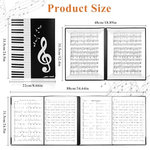 AUAUY 2 Pcs Sheet Music Folders 6-Sided A4 Collapsible Files Holder — view 2