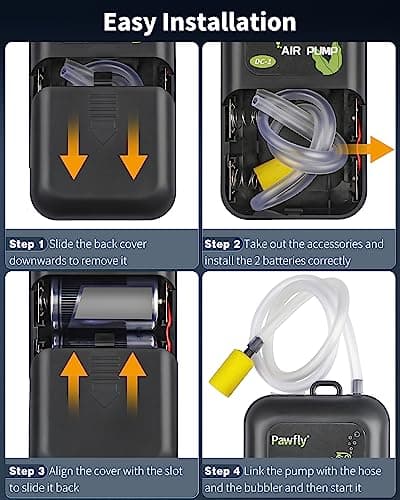 Pawfly Aquarium Air Pump 2.5 L/min Battery Powered Oxygen Pump for 20-120 L Fish Tanks Buckets Portable Silent Aerator Pump for Outdoor Fishing, Power Outage and Fish Transportation — view 3