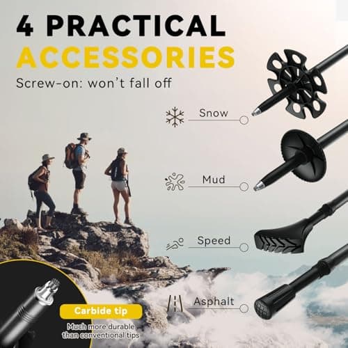 DOBESTS Folding Walking Poles 2 Pack, Lightweight Collapsible Hiking Poles — view 4