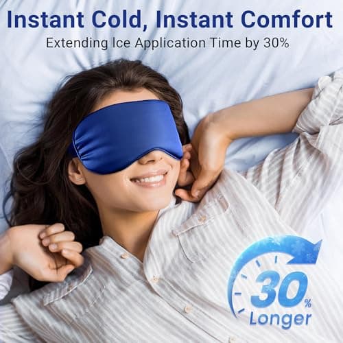 Cooling Eye Mask for Puffy Eyes, Dark Circles & Migraine Relief, Reusable Gel Cold Compress with Adjustable Strap for Headaches, Tired Eyes, Sleep & Post-Surgery Care, Blue — view 4