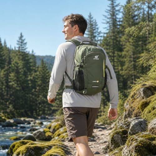 SKYSPER Small Hiking Backpack, 20L Lightweight Travel Backpacks Hiking Daypack Rucksack Women Men for Trekking Backpacking Outdoor Sports(Armygreen) — view 2