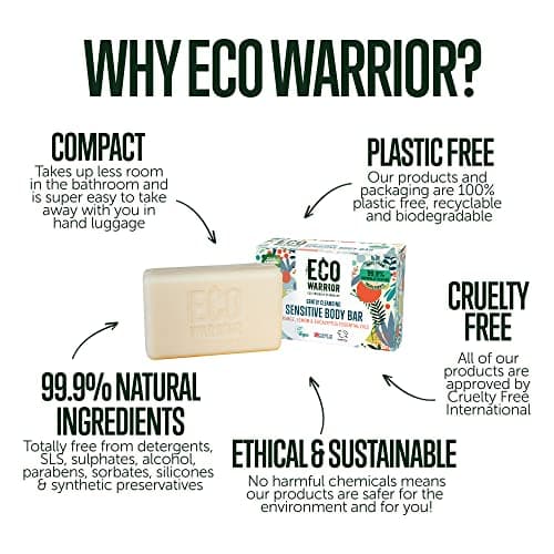 Eco Warrior Sensitive Body Soap Bar, Green Clay & Citrus Oils, Vegan, 100g — view 4