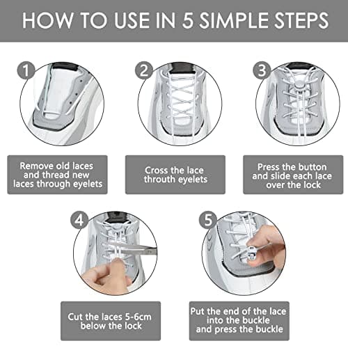 flintronic Elastic No Tie Laces, Adjustable Tieless Shoelaces with Strong Lock for Adults and Kids, No-Tie Shoe Laces for Sneakers, Hiking Boots and Casual Shoes, 4-Pack, One Size Fits All — view 4