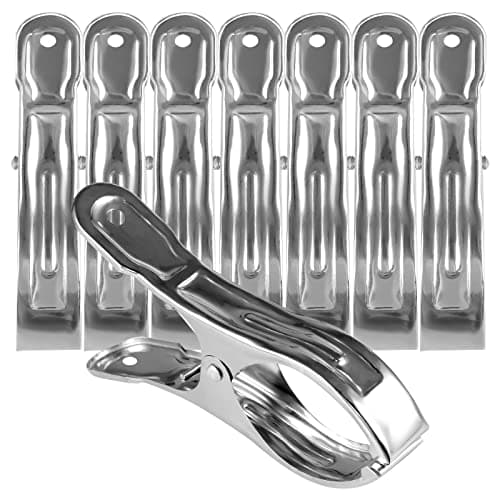 8 Pack 12cm Stainless Steel Beach Towel Clips, Silver