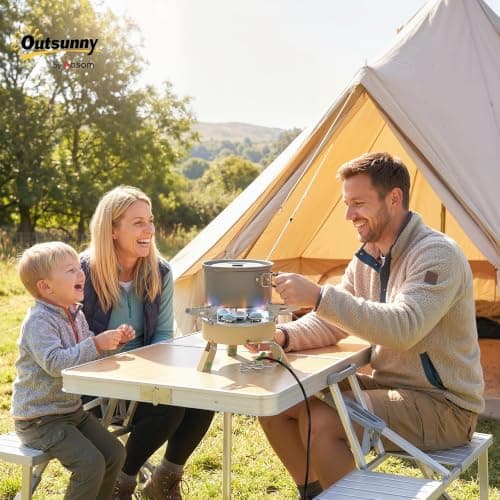 Outsunny 7000W Camping Stove High Power Gas Stove Foldable Carry Bag Khaki — view 2