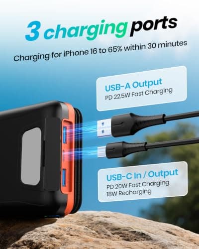 A ADDTOP Solar Power Bank 20000mAh 22.5W Solar Charger with USB C Port — view 4