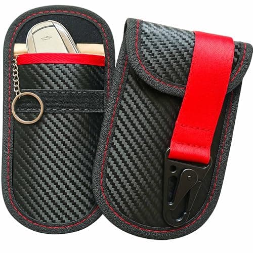 2 Pack Faraday Car Key Signal Blocker Pouch – Anti Theft RFID Protection Case for Keyless Car Keys, Carbon Fibre Security Key Fob Wallet — view 6