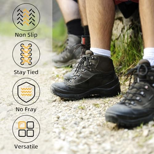 Handshop 2 Pairs Round Boots Shoe laces 4 mm Heavy Duty and Durable Hiking Work Boots Shoe Laces Black 160cm — view 4