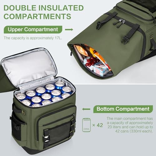 Youngoa 40L Cooler Backpack, Large Leakproof Insulated Cool Bag Rucksack — view 6