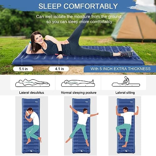 HiiPeak Sleeping Pad - Ultralight Inflatable Sleeping Mat with Built-in Foot Pump & Pillow, Compact Waterproof Camping Air Mattress for Camping, Backpacking, Hiking, Tent Trap Traveling (Navy Blue) — view 4