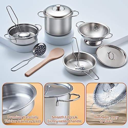 Pretend Play Accessories - 52pc Kids Kitchen Playset with Play Food, Stainless Steel Cookware, Toys Pots and Pans, Toddler Kitchen Set with Cuttable Toy Food - Boys and Girls Gift — view 4