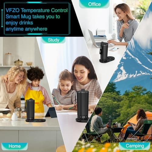 VFZO Temperature Control Heated Travel Mug Smart Self Heating Coffee Mug 20 Oz App Controlled LED Display coffee serving sets mug kept at a constant temperature for 4-10 hours (Black, 20 oz) — view 6