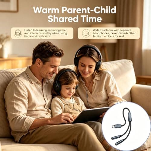 1 Pack USB C to Dual 3.5mm Aux Audio Cord Jack headphone splitter Adapter — view 4