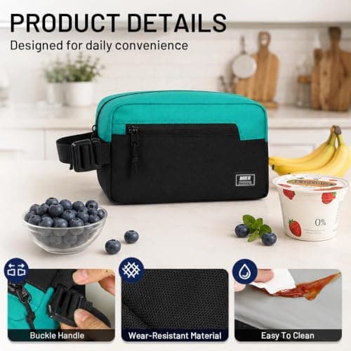 MIER Small Cool Bag for Kids with Detachable Ice Packs, Black/Blue, 3L — view 3